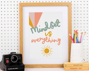 Mindset Is Everything Giclee Art Print, Motivational Words Art Print, Typographic Art Print, Living Room Print, Positive Print, A5/A4/A3,