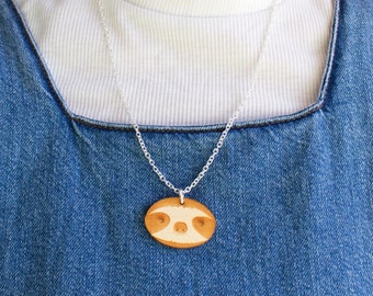 Wooden Sloth Necklace for Animal Lovers | Eco-Friendly Jewellery Gifts for Animal Lovers | Cute Sloth Pendant for Sloth Lovers