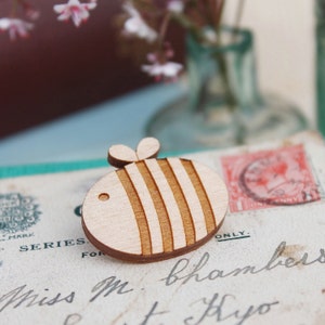 Laser Cut Wooden Bumble Bee Brooch image 4