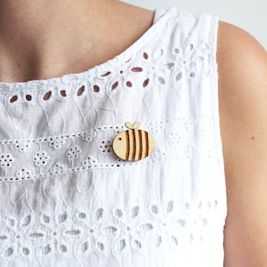 Laser Cut Wooden Bumble Bee Brooch image 1