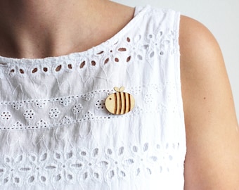 Laser Cut Wooden Bumble Bee Brooch