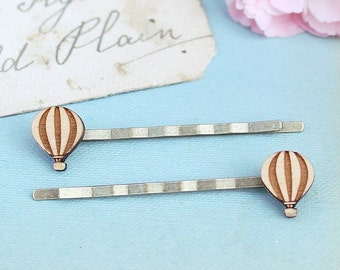 Laser Cut Wooden Hot Air Balloon Hair Grips