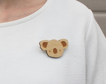 Laser Cut Wooden Koala Brooch