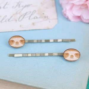 Laser Cut Wooden Sloth Hair Clips