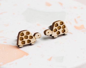 Laser Cut Wooden Turtle Earrings/ Tortoise Earrings