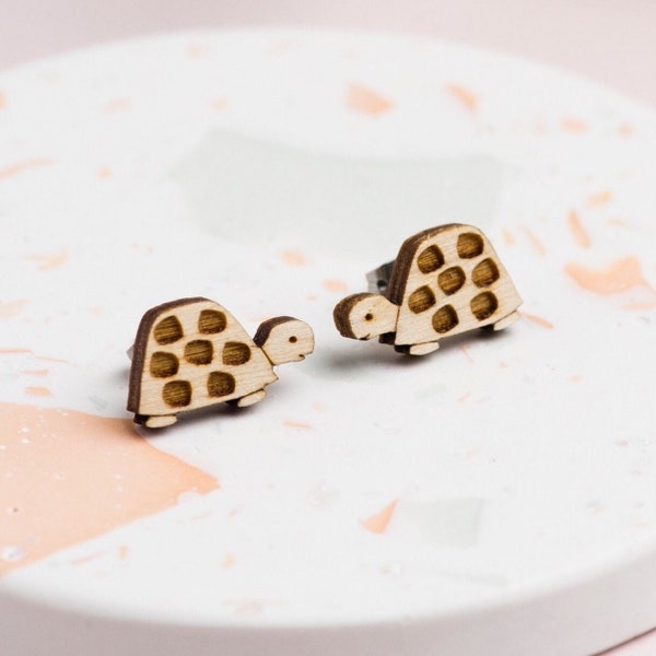 Laser Cut Wooden Turtle Earrings/ Tortoise Earrings