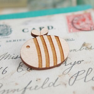 Laser Cut Wooden Bumble Bee Brooch image 2