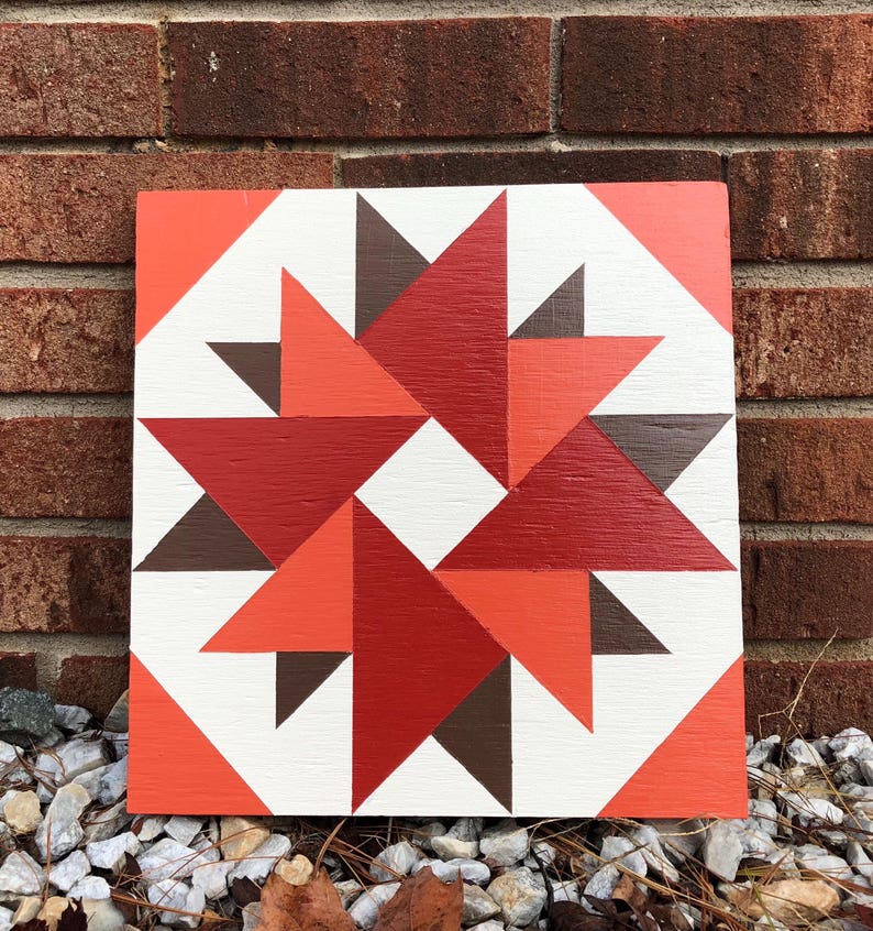 hand painted rustic barn quilt 2x2 double aster etsy