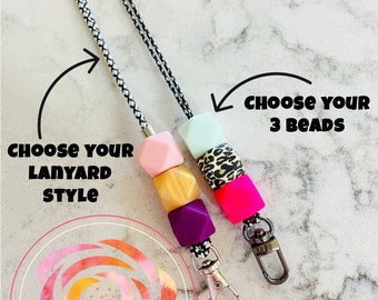 Paracord Teacher Lanyard, Teacher Gift, Beaded Badge Lanyard, Lanyard with Beads, Beaded Lanyard, Teacher ID Name Tassel, Strong Lanyard