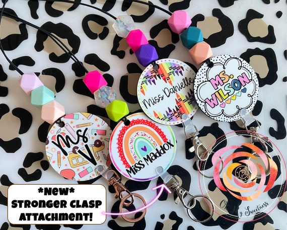 Teacher Lanyard, Teacher Gift, Custom Badge Lanyard, Personalized Teacher Lanyard, Lanyard with Name, Beaded Lanyard, Teacher ID Badge