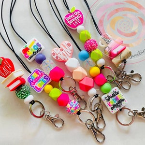 Focal Bead Teacher Lanyard, Bead Lanyard, Teacher Gift, Custom Badge Lanyard, Personalized Teacher Lanyard, Beaded Lanyard, Teacher ID Badge