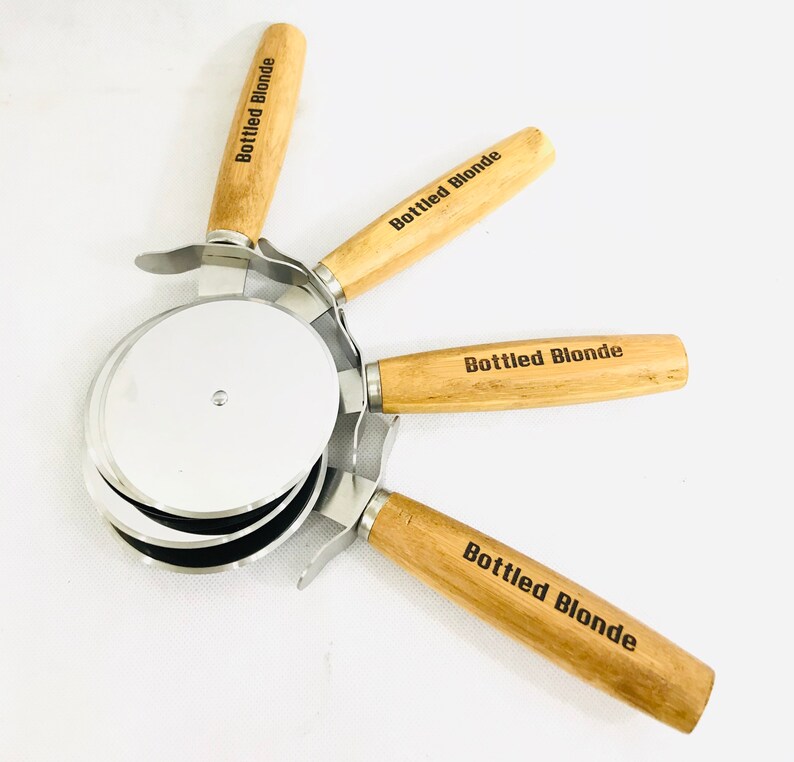 Personalized 9 1/4 Wooden Pizza Cutter Engraved Wooden Etsy