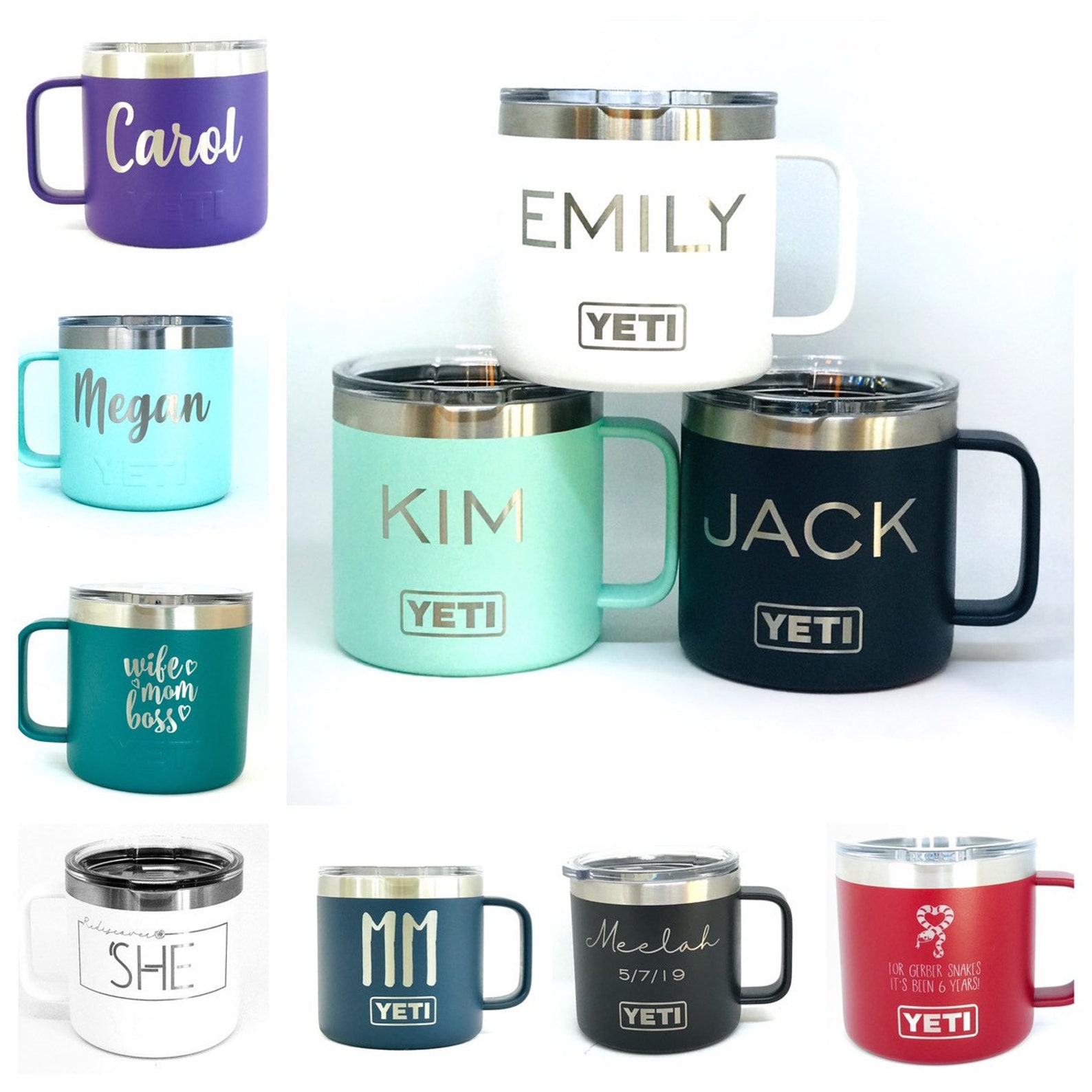 14oz Custom Engraved YETI Mug Vacuum Sealed mug with Handle Etsy