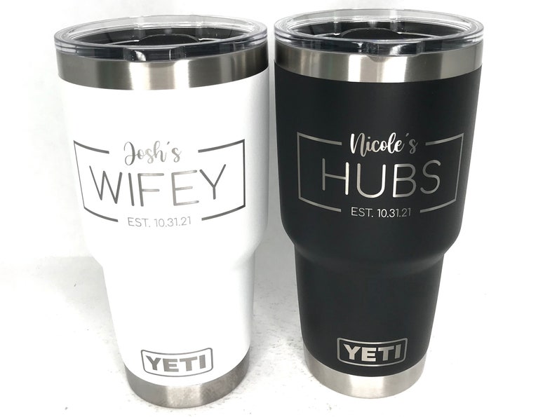 Personalized White Yeti Football 20oz Tumbler (w/Yeti options)  - 85 themes for sports, jobs, hobbies, celebrations - shop us for tumbler,  decanter, coasters, beer mug - Customized: Tumblers & Water Glasses