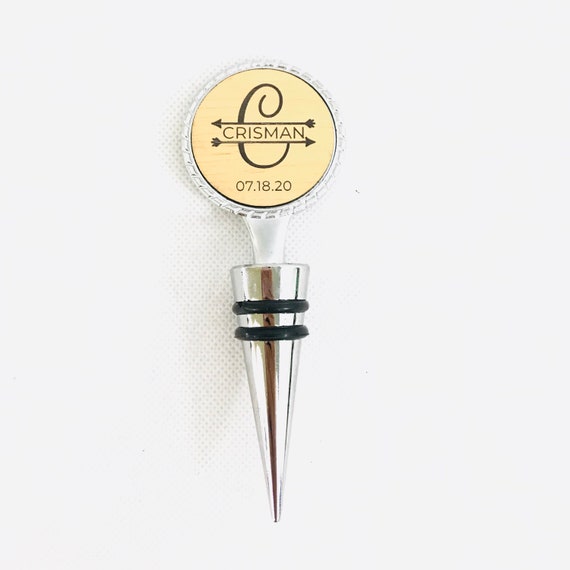 monogram Wine Stopper Teal Blue Brown Damask with Initial Monogram,wedding favors Personalized gifts for women Wedding Wine Stopper