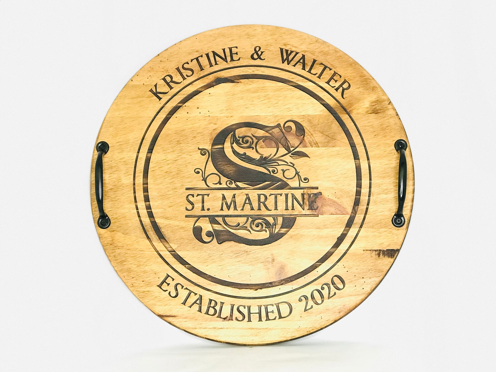 Custom Engraved 18 Round Barrel Head Serving Tray Wine Etsy