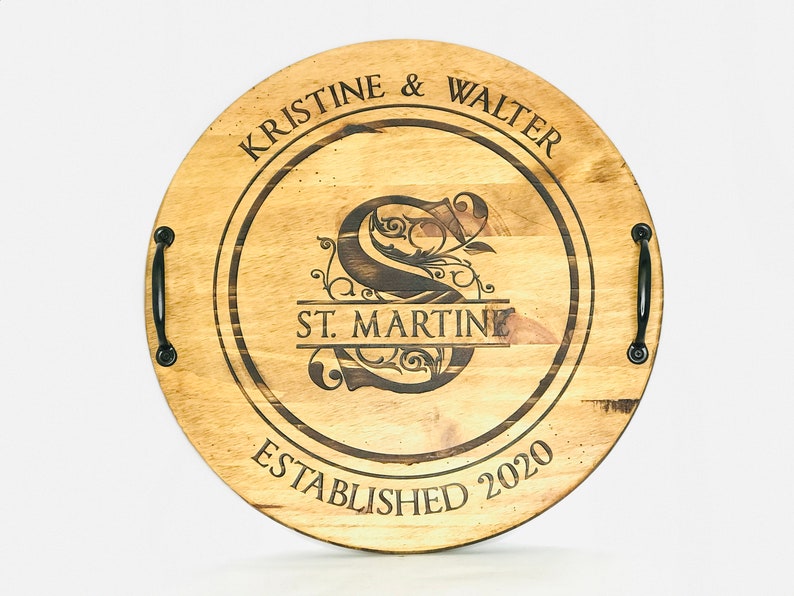 Wine Barrel Head Serving Tray Customized Serving Tray Personalized Server 18 Round Barrel Head Serving Tray