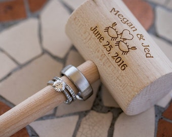 Laser Engraved Crab Mallet Set of 6, Custom Wooden Crab Mallet, Branded Mallets, Personalized Wedding Favors, Bulk Crab Mallets