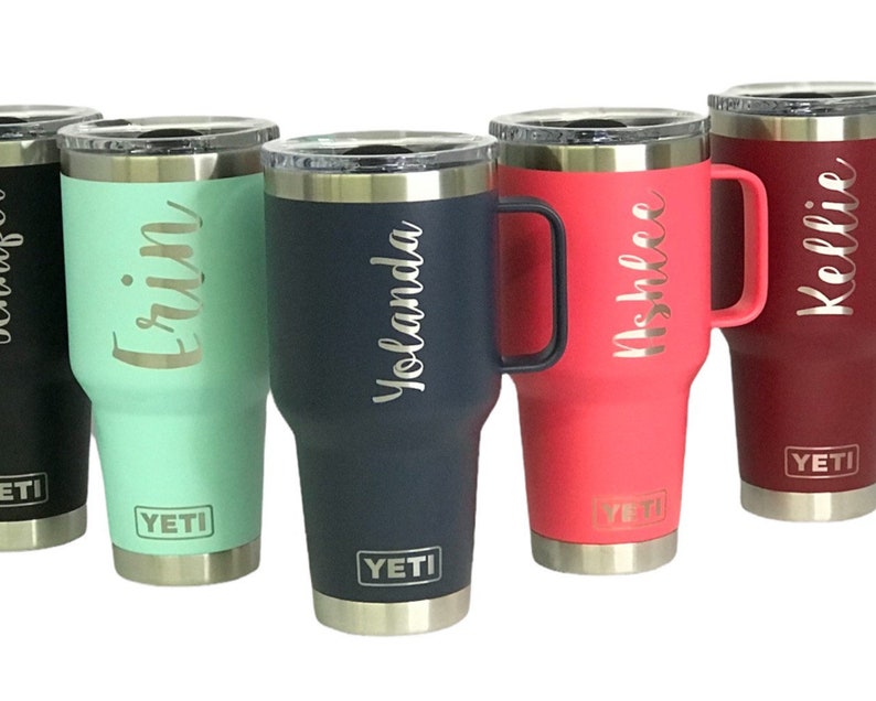 30oz Custom Engraved YETI Travel Mug W/ Handle & New Etsy