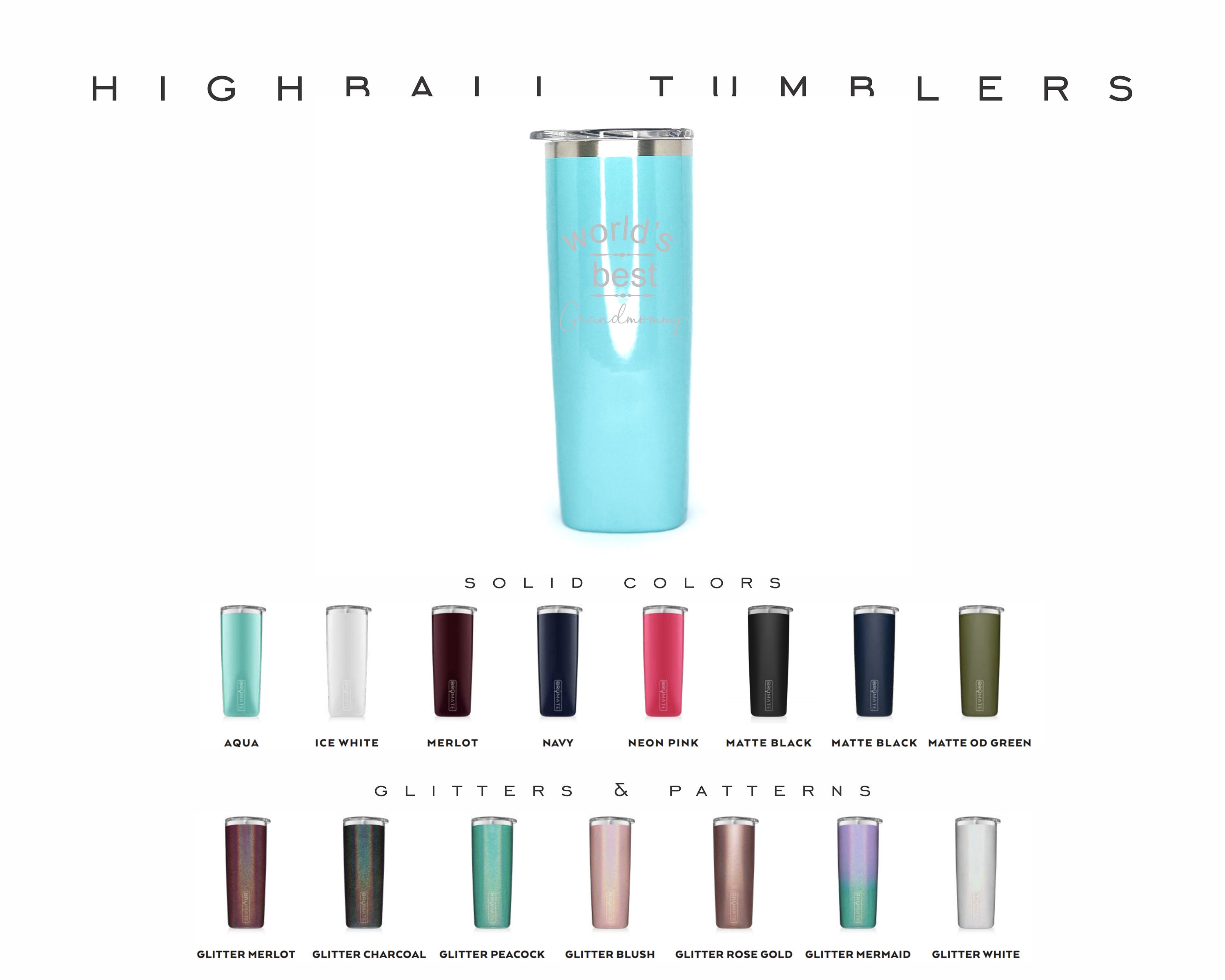 Brumate 12oz Highball Rocks Tumbler, Double Wall Insulated High Ball Tumbler,  Engraved Tall Tumbler, Personalized Easy to Hold Tumbler 