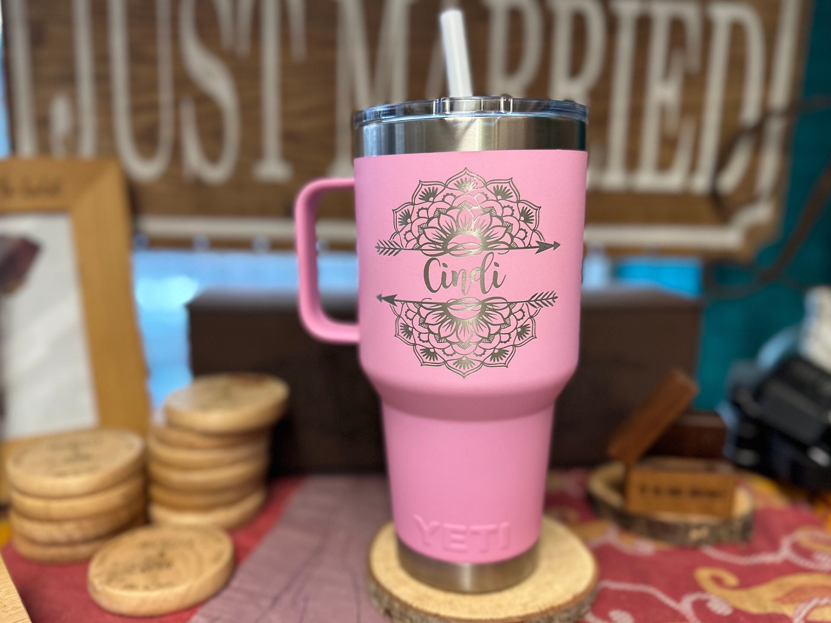 CBK Custom Laser Engraved 35oz YETI Rambler Mug with Straw Lid – Curated by  Kayla