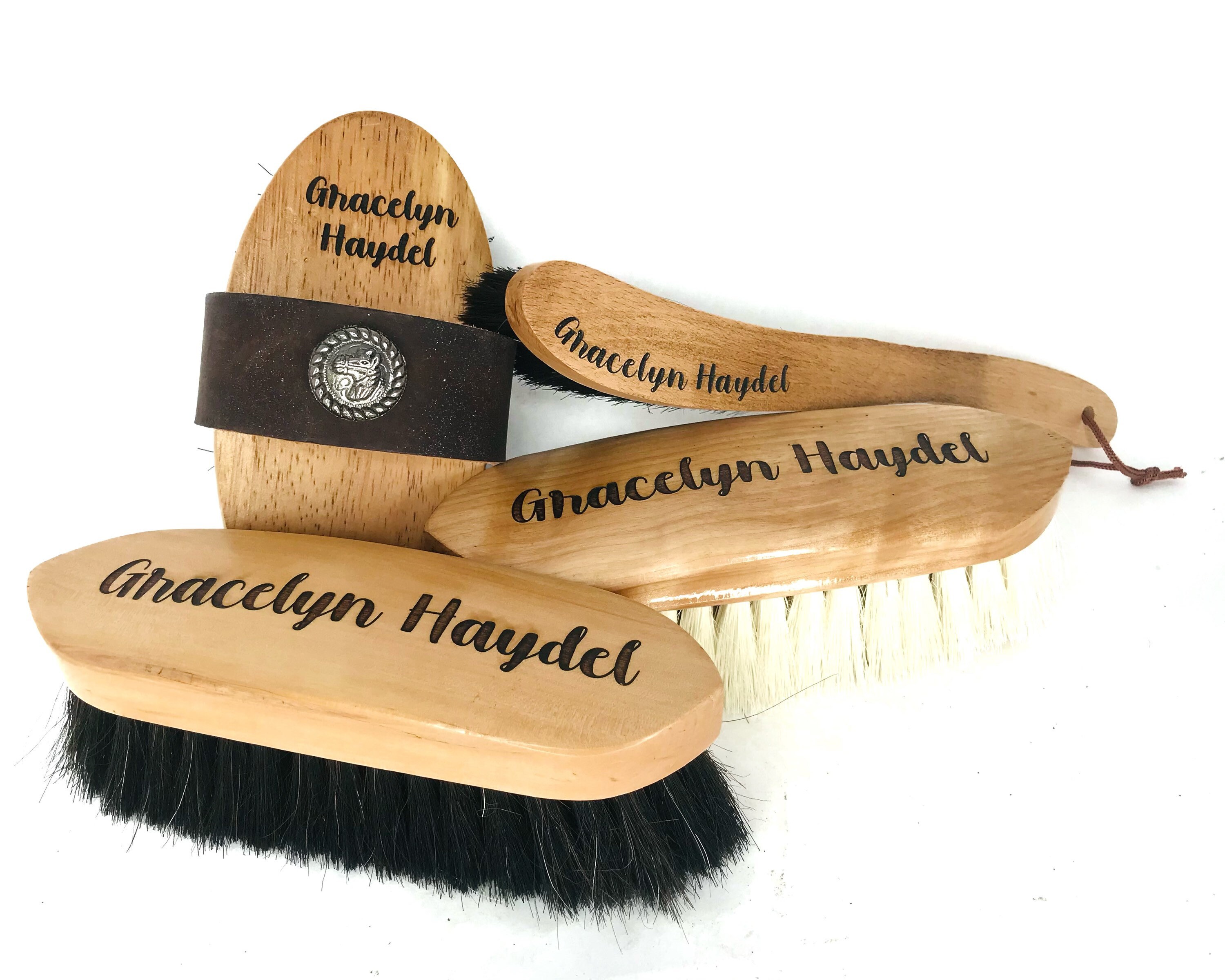 Personalized Equestrian Horse Brush Set two three or four Etsy
