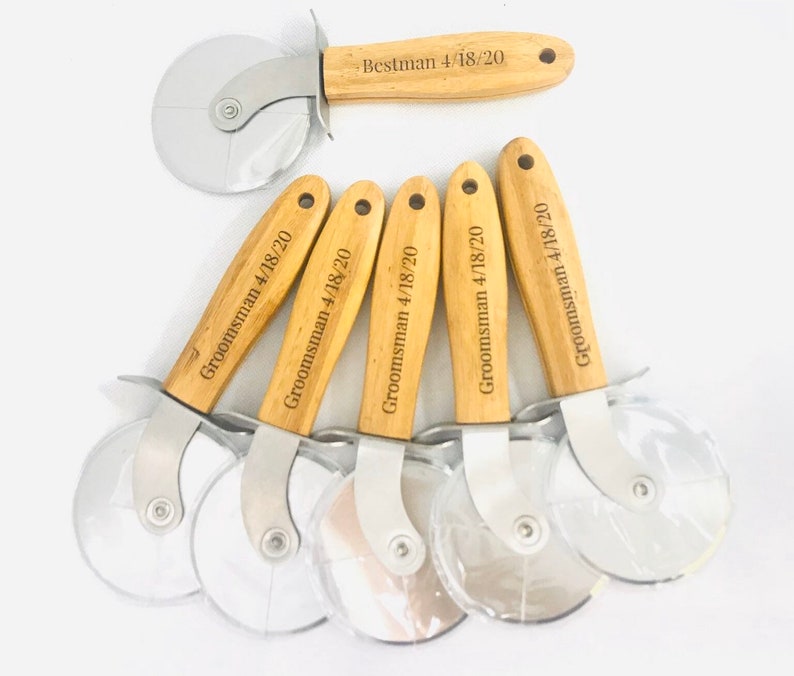 Personalized 9 1/4 Wooden Pizza Cutter Engraved Wooden Etsy