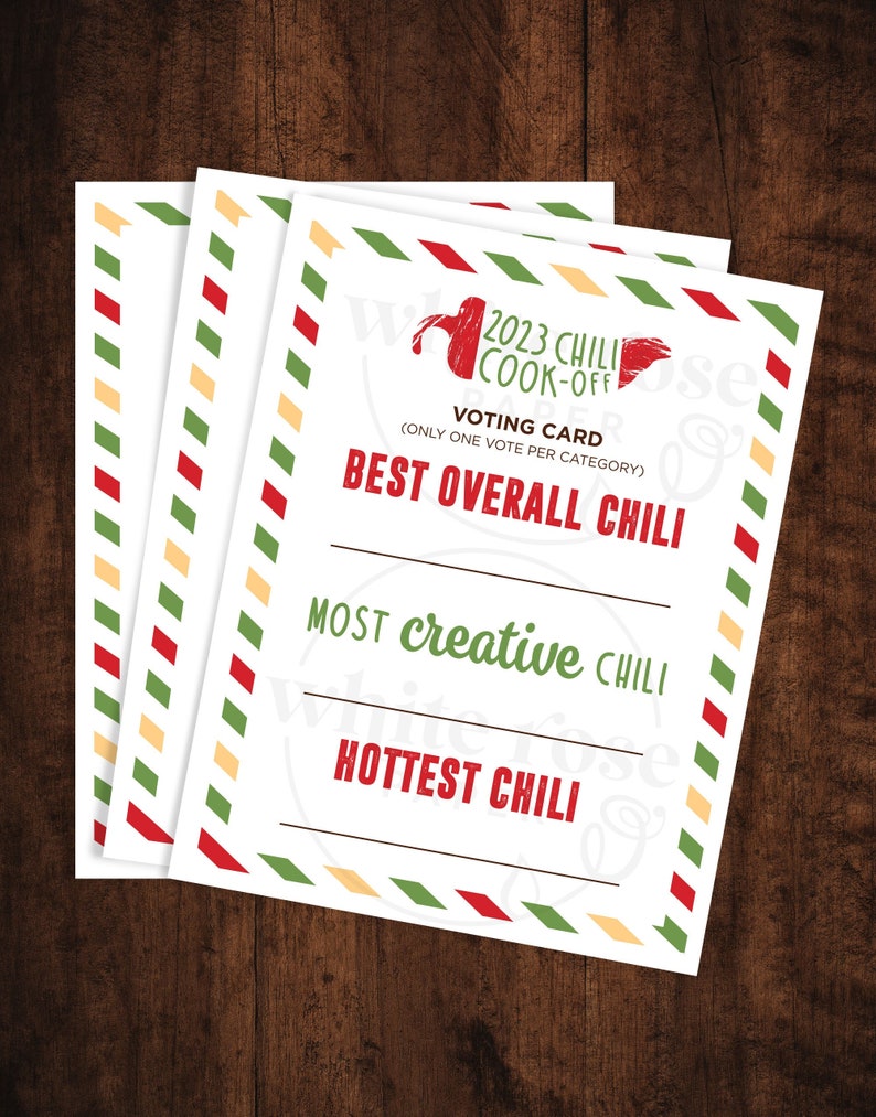 Chili Cookoff Voting Cards Etsy