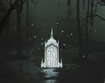 8x10 print, "The Secret" fairytale, dark surrealism art print, giclee print, nature, forest, magic, dark art