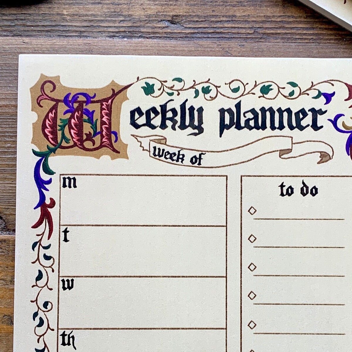 Medieval Weekly Planner Notepad, Illuminated Manuscript, Planner Notepad, Weekly Planner, Art History - Etsy