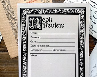 Bloc-notes de critique de livre, bloc-notes universitaire sombre, bloc-notes livresque, tracker de critique de livre, bloc-notes floral, inspiré de William Morris