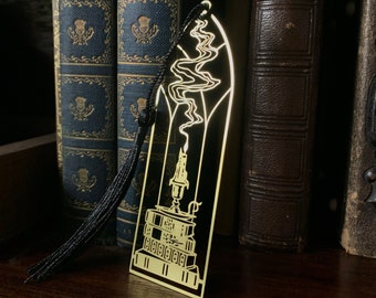 Cathedral candlestick metal brass bookmark, dark academia