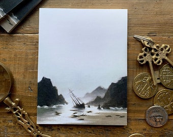 Shipwreck notepad, pirate notepad, nautical notepad, moody aesthetic, dark academia