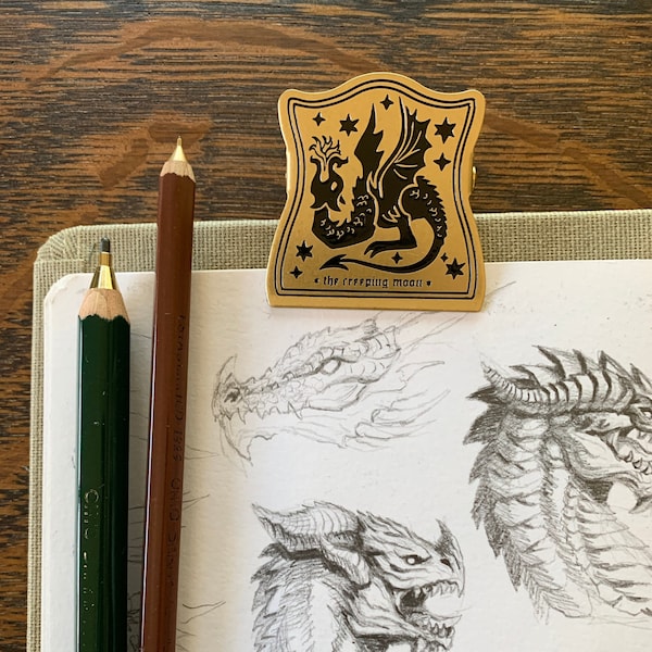 Draco metal journal clip, scrapbook clip, brass clip, binder clip, dragon stationery, dragon clip, DM tools, gift for DM, DnD stationery