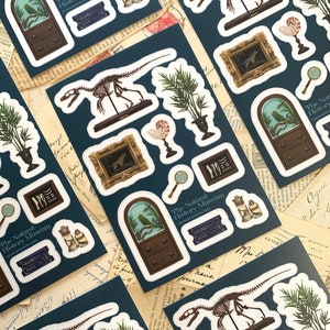 The Natural History Museum clear vinyl sticker sheet, dark academia sticker, museumcore, light academia, vinyl sticker