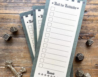 Initiative notepad, dnd notepad, ttrpg notepad, tools for DM