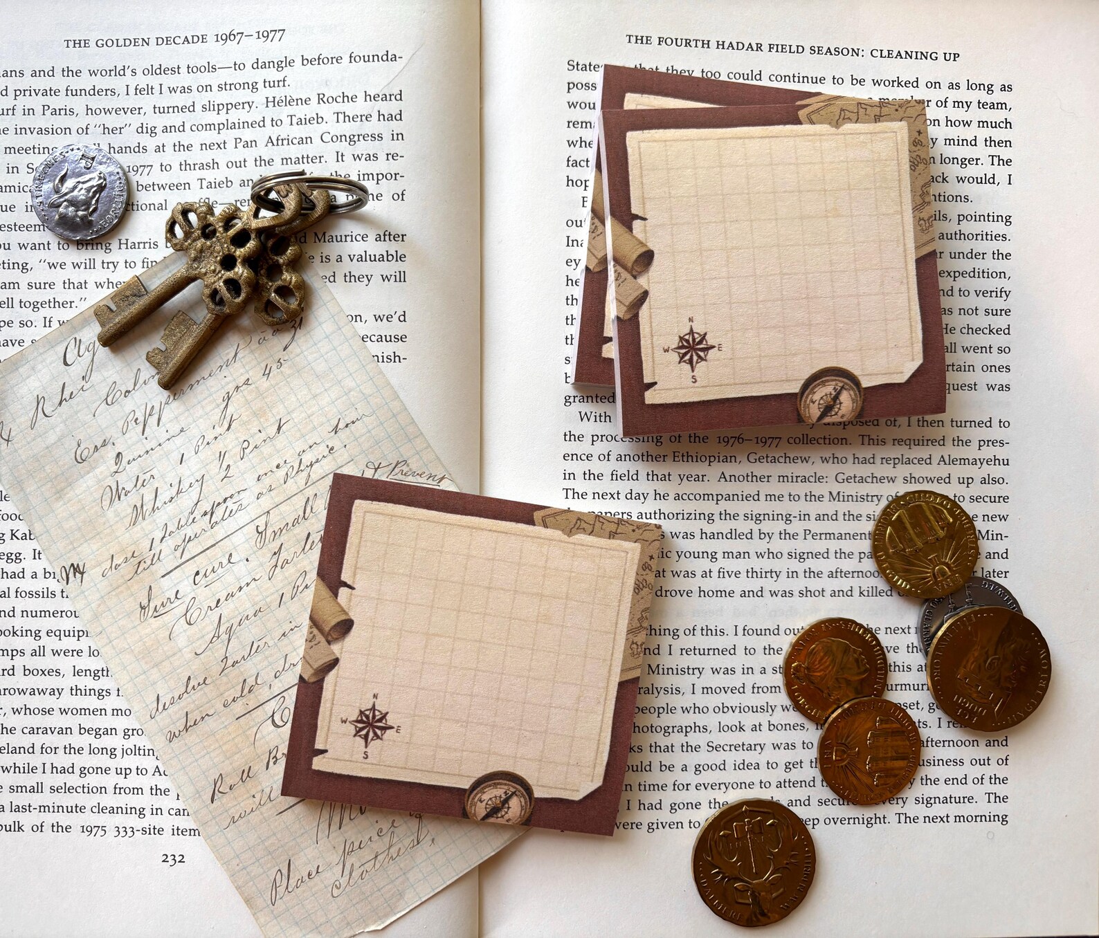 Cartographer's Map Sticky Note, Bookish Sticky Note, Bookish Adhesive ...
