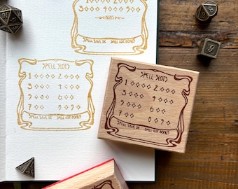 Spell slots rubber stamp, ttrpg stamp, spell slot tracker, spell tracker, dnd stamp, dnd stationery