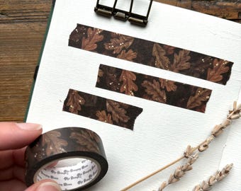 Autumn oak leaves 15mm washi tape, autumn washi tape, forest floor washi
