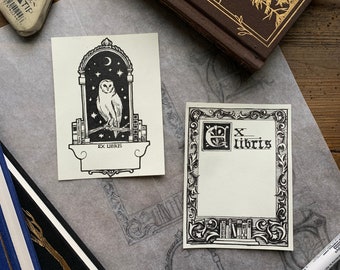 Zestaw 2 samoprzylepnych ekslibrisów, ex libris, dark academia