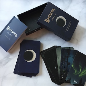 Nocturna Oracle deck, 48 card deck with guidebook, night, moon, dark nature based divination deck image 2