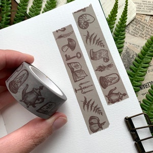 Vintage schetsen washi-tape, 20 mm washi-tape, donkere academische wereld, leesgrage washi