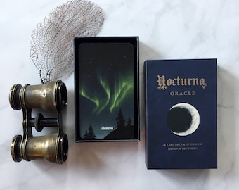 Jeu Oracle nocturne, jeu de 48 cartes avec guide, jeu divinatoire nuit, lune et nature sombre