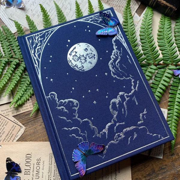 The Astronomer - B6 vegan blank foil notebook, 120gsm ivory paper, dream journal, celestial notebook, astrology notebook, dark academia
