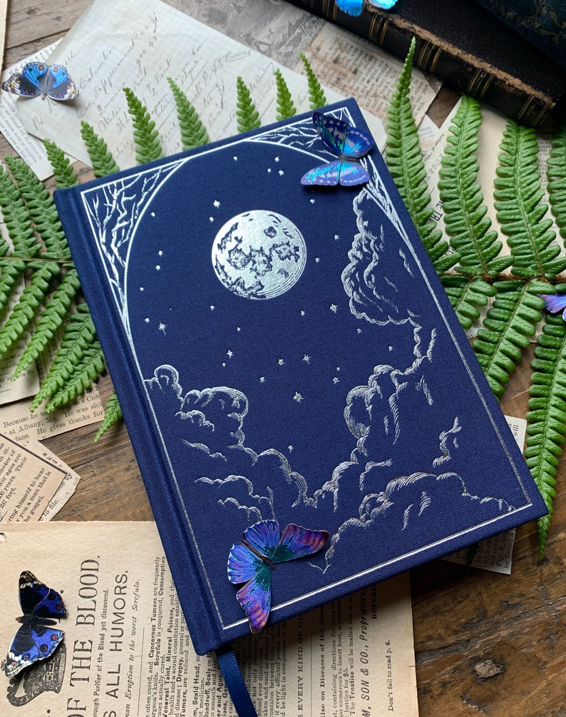 The Astronomer B6 vegan blank foil notebook, 120gsm ivory paper, dream journal, celestial notebook, astrology notebook, dark academia image 1