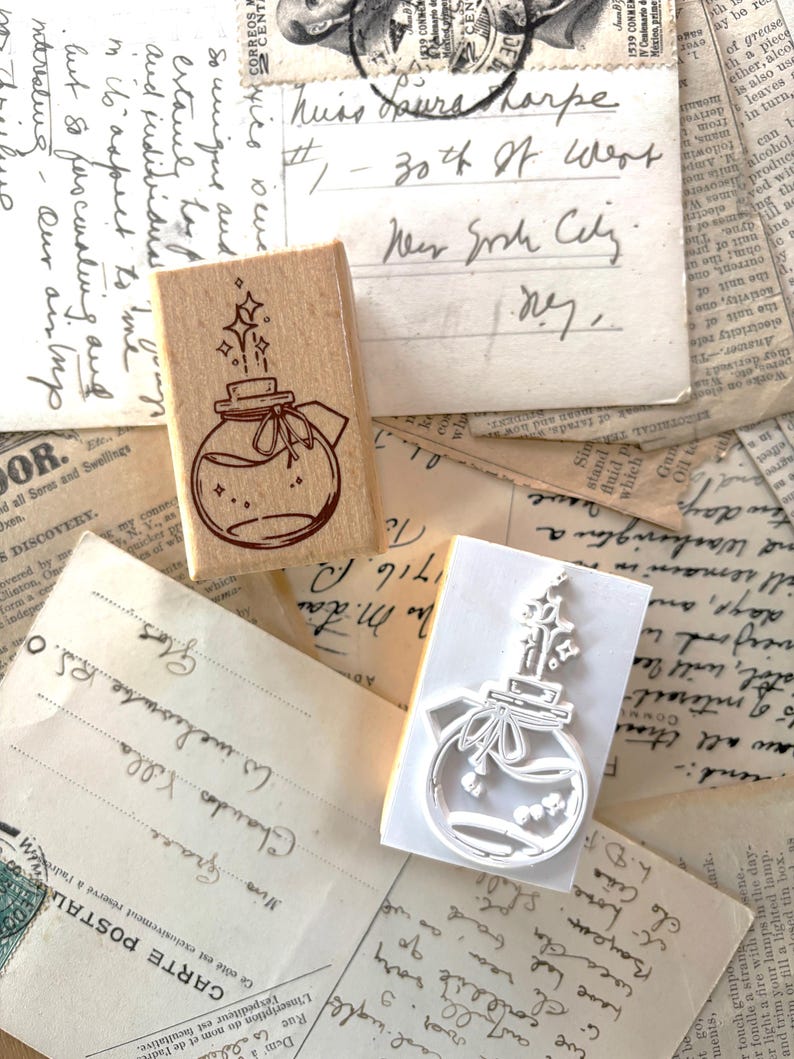 Ink bottle rubber stamp, potion bottle stamp, rubber stamp, swatch stamp, bottle stamp image 3