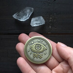 Divination coin, yes no coin, fantasy coin, occult, DnD coin image 3