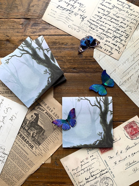 Enchanted woods sticky note, natural history, creepy stationery, nature stationery, dark academia, witchy stationery, Halloween stationery