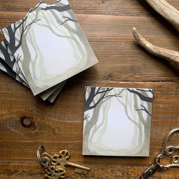 Dark forest sticky note, natural history, creepy stationery, nature stationery, dark academia, witchy stationery