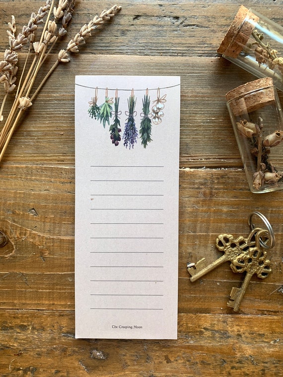 Witch's Herbs Notepad, Halloween Notepad, Market Pad, Skinny